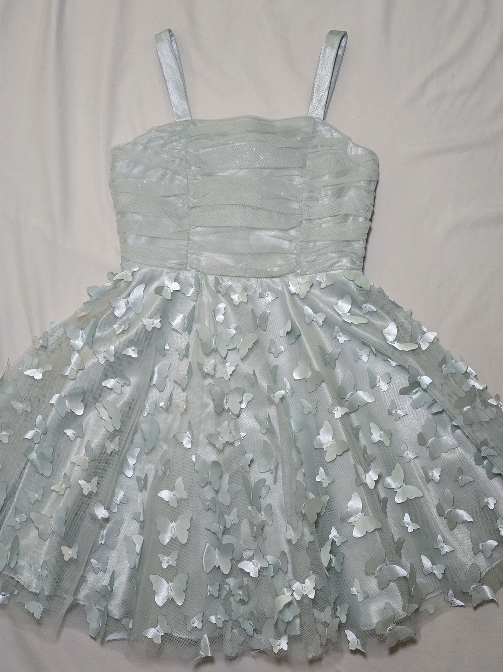 Rare Editions Mint Green Butterfly Appliqué Formal Dress